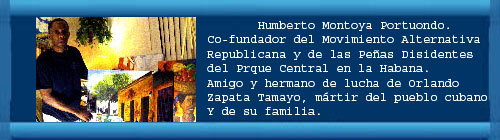 VIDEO: Humberto Montoya Portuondo. Pintor cubano asilado en EE.UU Co-fundador del Movimiento Alternativa Republicana y de las Pe�as Disidentes del Prque Central en la Habana. Amigo y hermano de lucha de Orlando Zapata Tamayo, m�rtir del pueblo cubano.