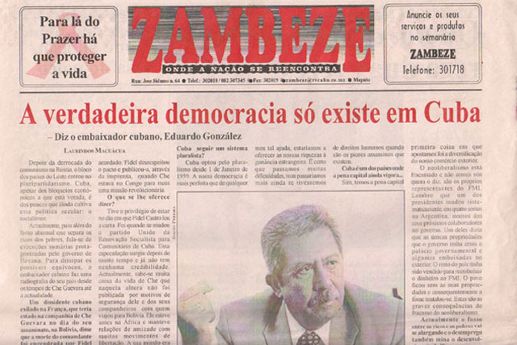 Entrevistas realizadas a Guillermo Miln Reyes, editor y redactor de esta pgina Web "CubaDemocraciaYVida.ORG, por varios periodistas de importantes peridicos en Maputo-Mozambique, a mediados del 2004.             CubaDemocraciayVida.org                                                                                                                                                                              web/folder.asp?folderID=136