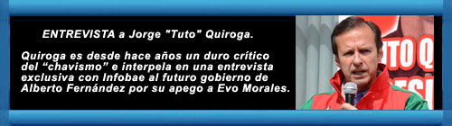 BOLIVIA: Jorge Tuto Quiroga: Con el informe final de la OEA, Mxico tendr que evaluar si va a seguir asilando y protegiendo el fraude. Pidi adems a Alberto Fernndez que rechace el fraude electoral de Evo y analiz el papel del chavismo y Cuba. cubademocraciayvida.org web/folder.asp?folderID=136     