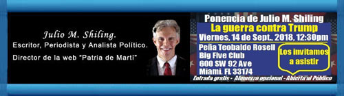 Con gran placer los invitamos a que asista a la Ponencia La Guerra contra Trump, este viernes, 14 de septiembre, 2018, 12:30pm, en la Pea Teobaldo Rosell. cubademocraciayvida.org web/folder.asp?folderID=136 